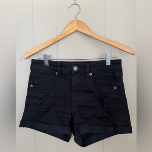 Aeropostale Black Distressed Women Shorts